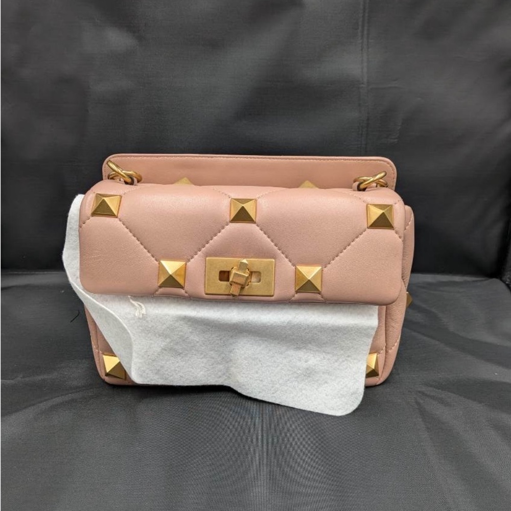 Valentino Blush Pink Crossbody Bag with Gold Studs
